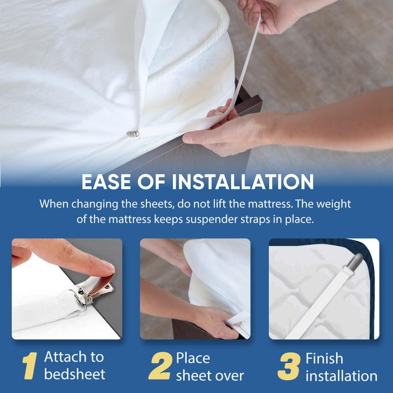 Sheet Suspenders Original Bed Sheet Straps with Clips Holder - Fitted Sheet Straps, Bed Sheet Holder, Bedsheet Clips/Straps - Fits All Mattress Sizes - Image 3